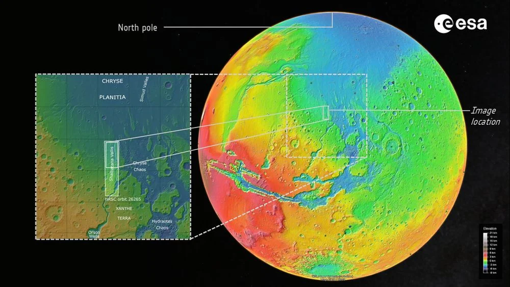 Shalbatana vadisinin farklı tekniklerle çekilmiş Mars görüntüsü